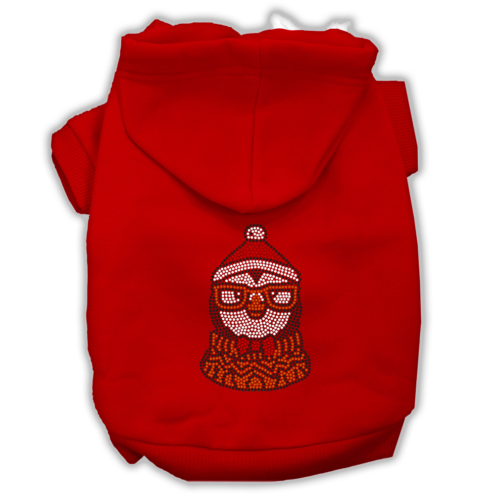 Hipster Penguin Rhinestone Dog Hoodie Red L